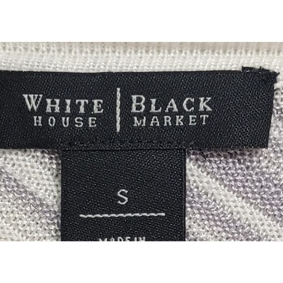 White House Black Market Gray Tan Metallic Asymmetrical Hem Top Small Boat Neck - Picture 3 of 6